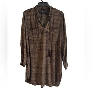 H&M Camo Green Tunic/Dress With Beading And Tassels Size 14